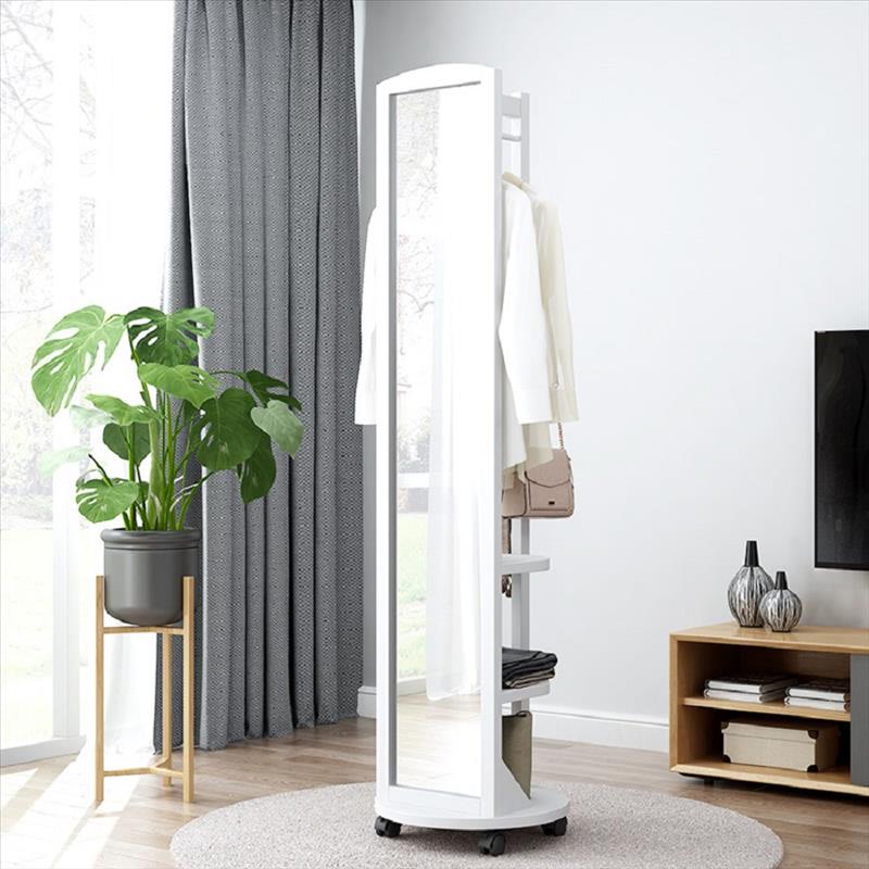 Multi-function White Coat Tree with Dressing Mirror